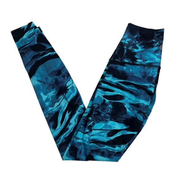 Lululemon Wunder Under Leggings Blue Marble Print U60416 Size 4 - Picture 2 of 6